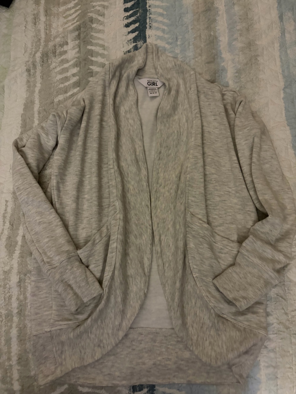 Athleta Light Heather Gray Open-Front Girls Cardigan